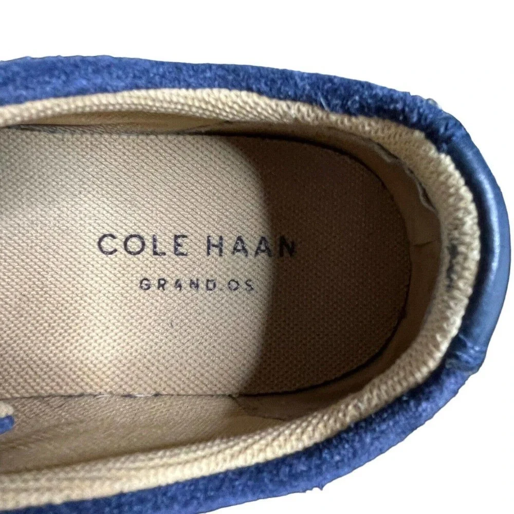 COLE Haan Grand OS Men's 7 M Oxford Suede Leather Blue Dress Shoes C12707